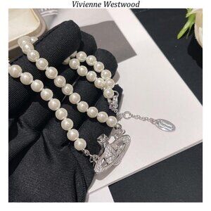 BRAND NEW Vivienne westwood Silver Orb Pearl Choker Necklace